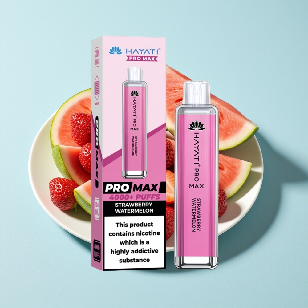 Hayati Pro Max 4000 Puffs Disposable Vape Jordgubb Vattenmelon Dubbel Coil Laddbar
