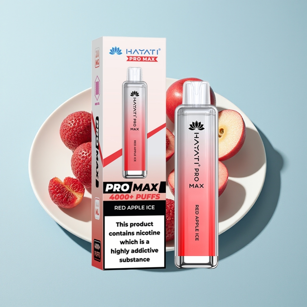 Hayati Pro Max 4000 Puffs Omladdningsbar Disposable Vape med LED  Crystalutseende