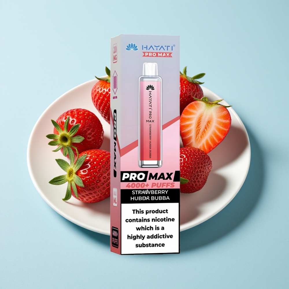 Hayati Pro Max 4000 Puffs Omladdningsbar Disposable Vape med LED-ljus och Dual Mesh Coil