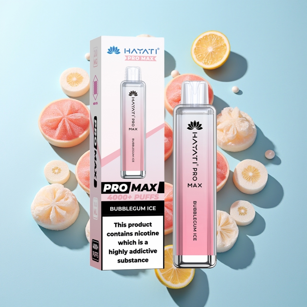 Hayati Pro Max 4000 Puffs Återuppladdningsbar Disposabel Vape Bubblegum Ice
