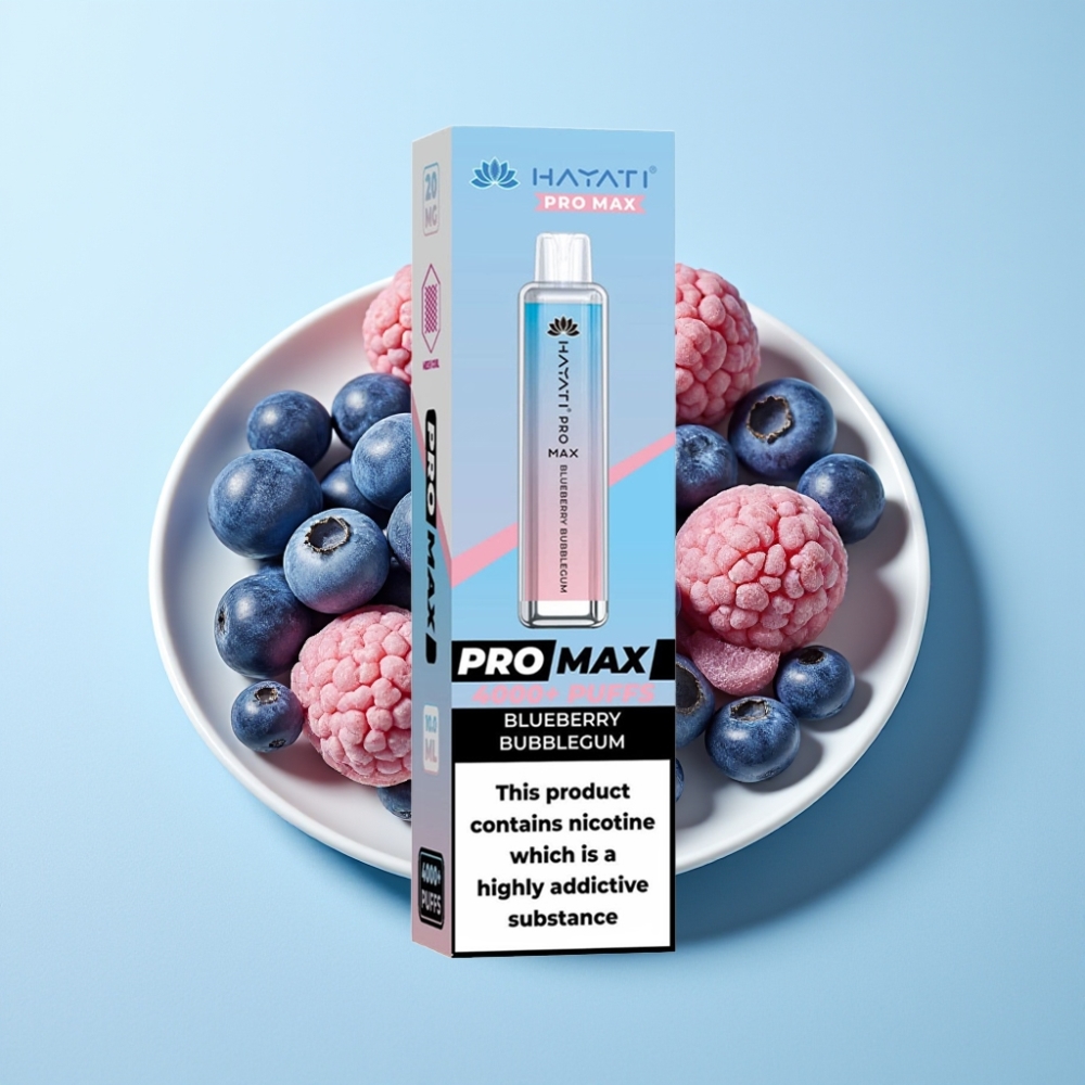 Hayati Pro Max 4000 Puffs Återuppladdningsbar Disposable Vape Blåbärs Tuggummi