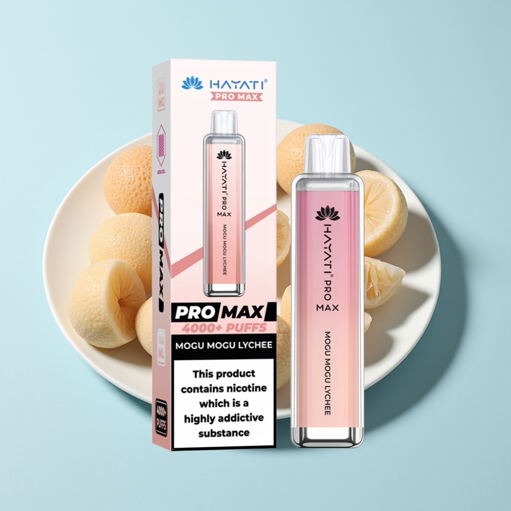 Hayati Pro Max 4000 Puffs Återuppladdningsbar Disposable Vape Dual Mesh Coil Mogu-mogu-litchi