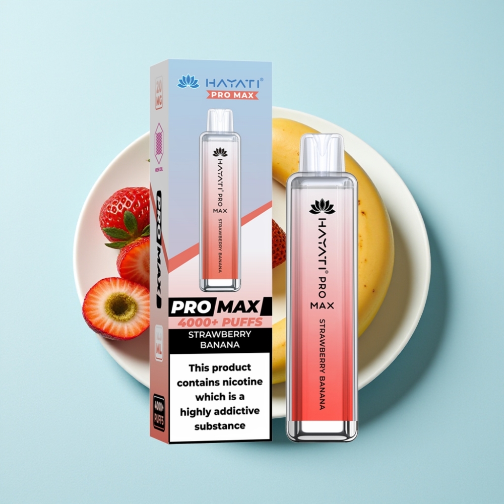 Hayati Pro Max 4000 Puffs Återuppladdningsbar Disposable Vape Jordgubb Banan