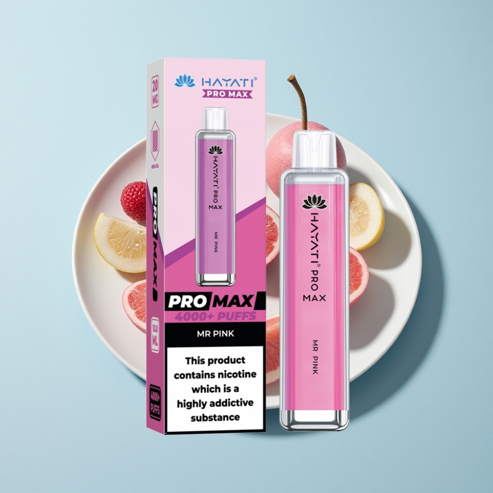 Hayati Pro Max 4000 Puffs Återuppladdningsbar Disposable Vape Mr Pink