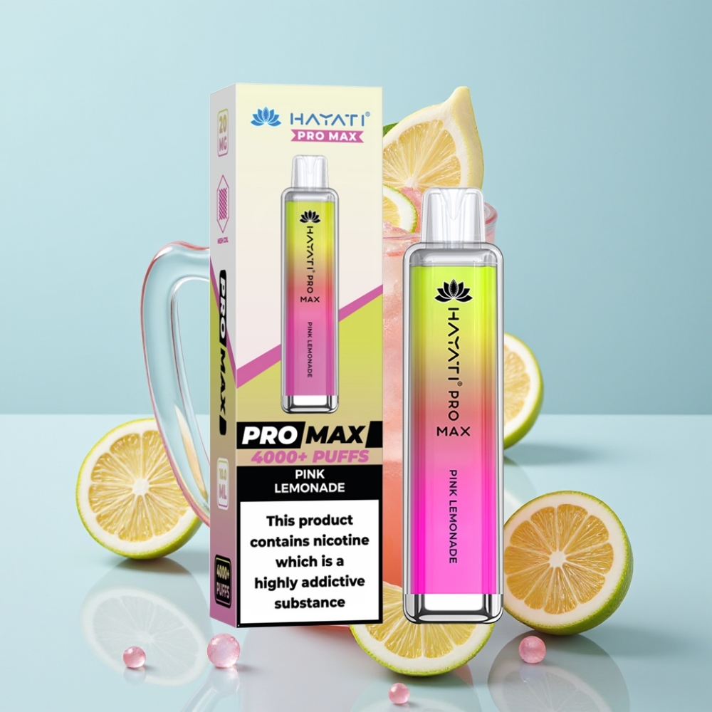 Hayati Pro Max 4000 Puffs Återuppladdningsbar Disposable Vape Pink Lemonade