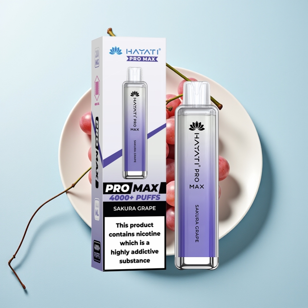 Hayati Pro Max 4000 Puffs Återuppladdningsbar Disposable Vape Sakura Grape