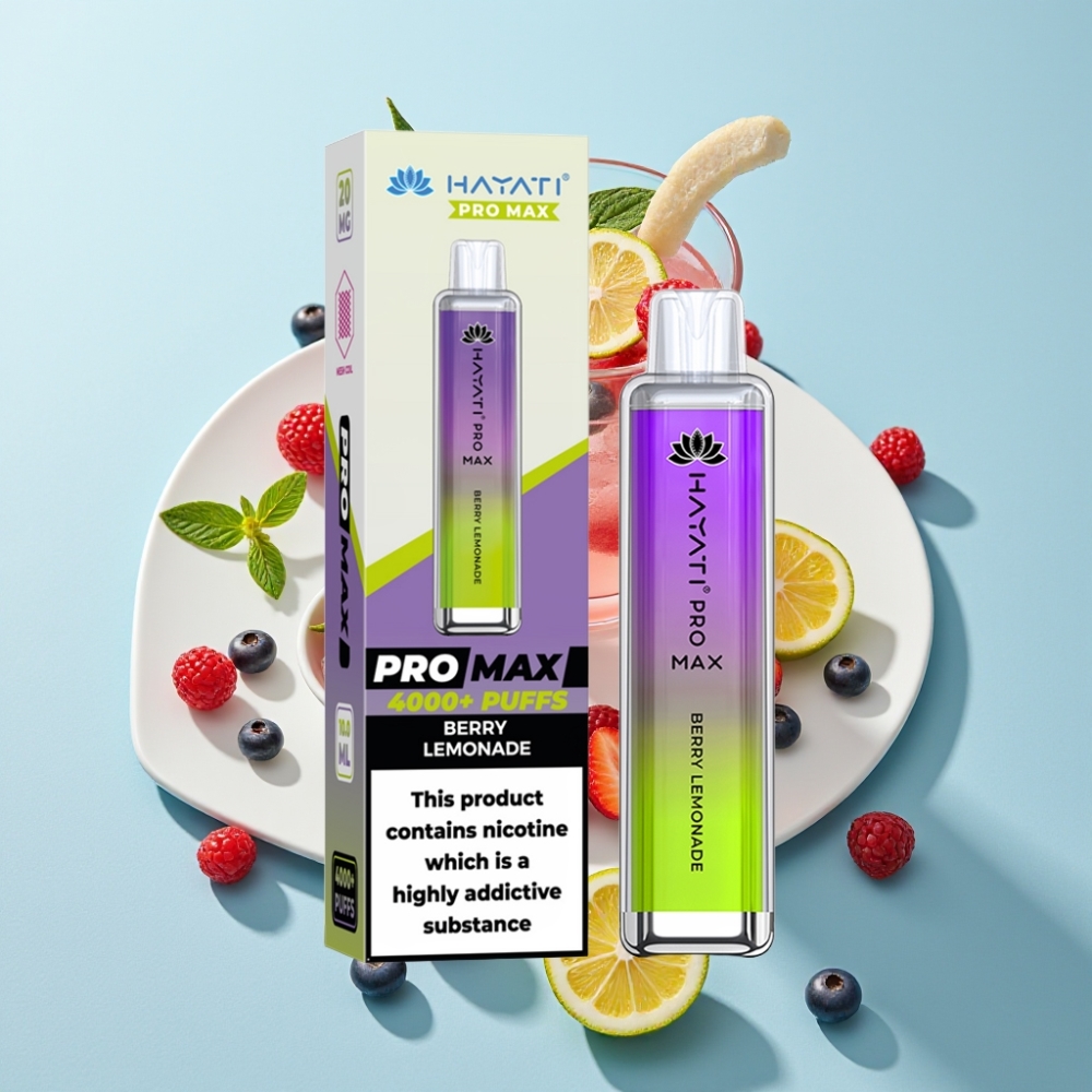 Hayati Pro Max 4000 Puffs Återuppladdningsbar E-cigarett med LED  Crystalutseende