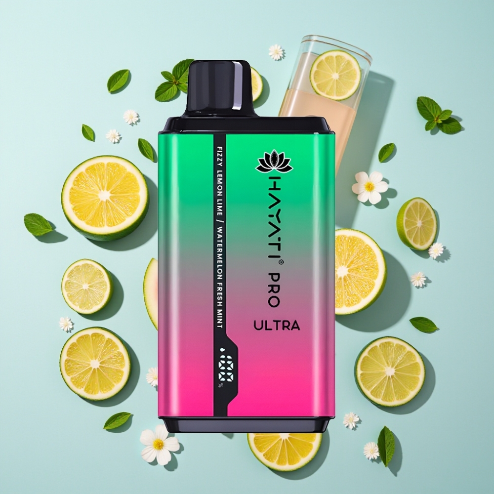 Hayati Pro Ultra 15000 Puffs 850mAh 2×12ml 2 Fizzy Lemon  Lime Watermelon Fresh Mint
