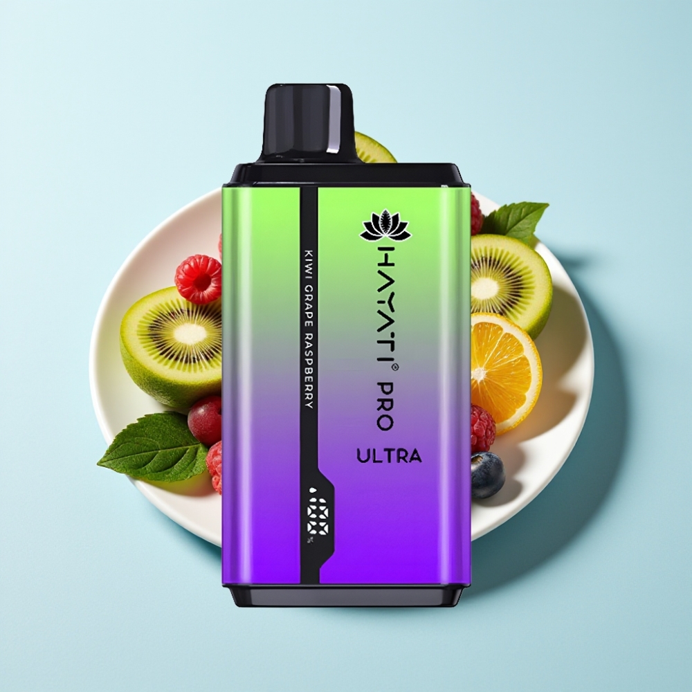 Hayati Pro Ultra 15000 Puffs 850mAh 2×12ml 2 Kiwi Grape Hallon