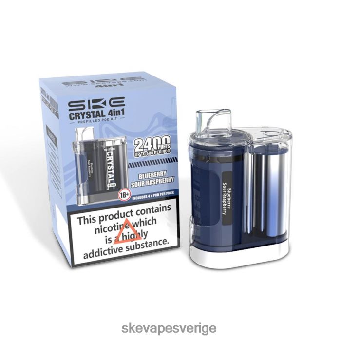 SKE Vape Authentication - SKE crystal 2400 4 i 1 pod kit blåbärssura hallon 8RD4HL7
