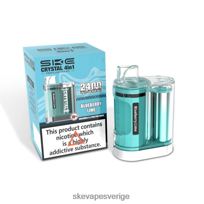 SKE Vape Pods - SKE crystal 2400 4 i 1 pod kit blåbär lime 8RD4HL6